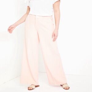 Eloquii Wide Leg Venice Dusty Pink Crepe Women's Trousers Pants 18 (XL)